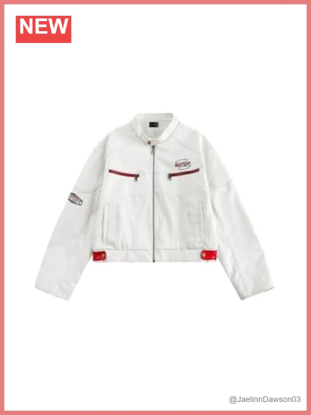 Cropped Moto Biker Jacket PU Leather Zip Pockets Stand Collar